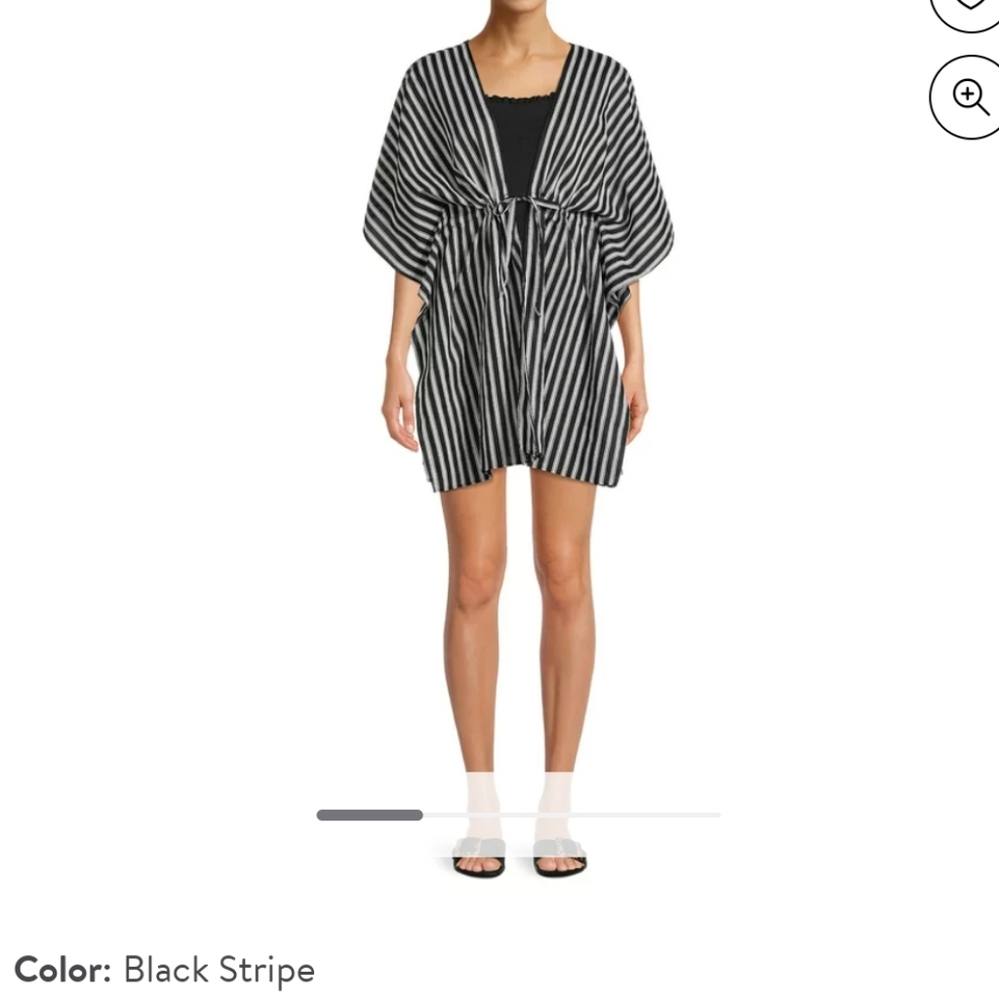 NWT No Boundaries Juniors’ Caftan Coverup Black & White Stripe
